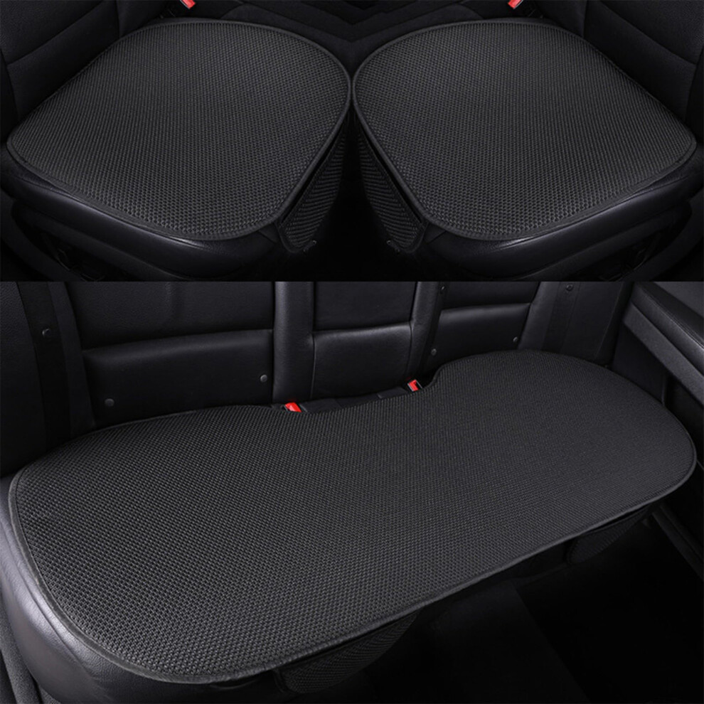 Breathable Antislip Viscose Filament Car Seat Covers Ice Silk Seat Pad With Pockets For Trucks, Sedans Suvs Full Seat Black 9426802274509