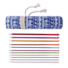 Crochet tunisien en aluminium, 27cm de Long,-27CM motif bleu ro