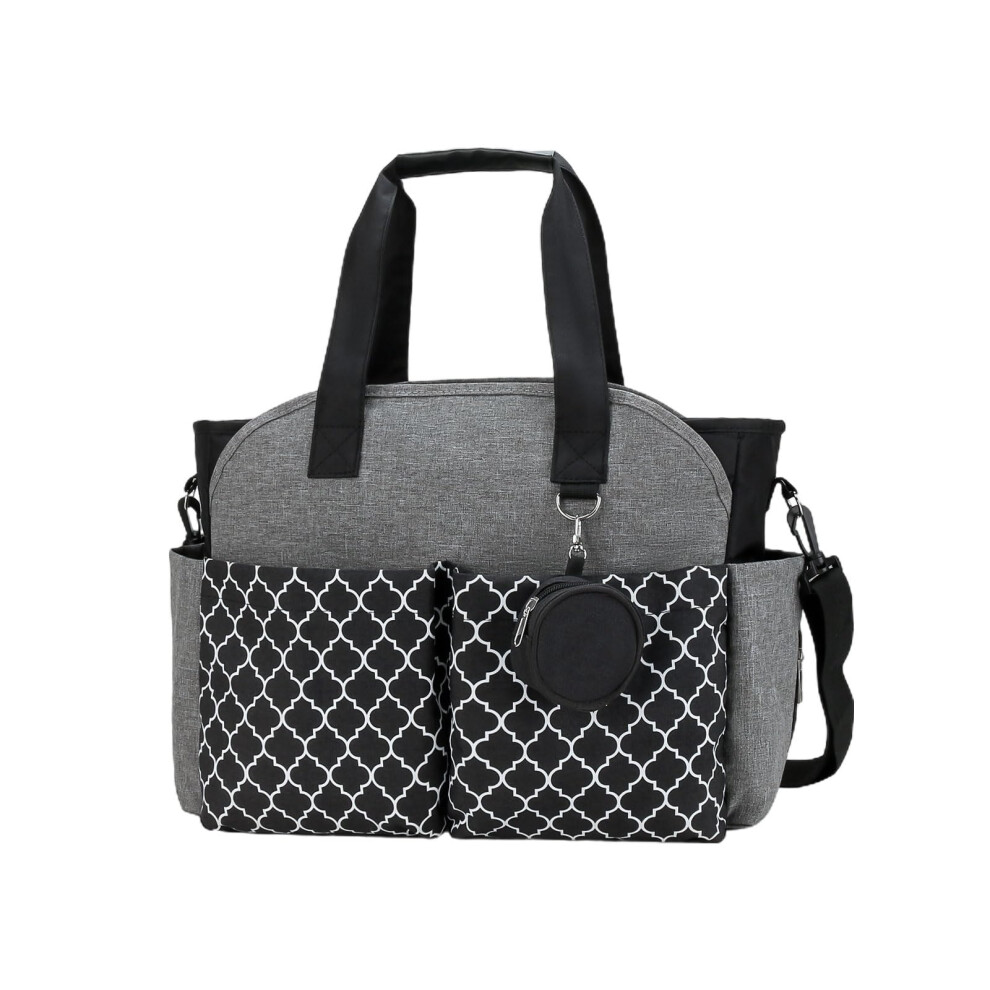 Capacity Diaper Bag Mom Nursing Tote Diaper Changing Bag Travel Backpack Black/Gray