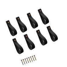 Support de tringle Ă rideau en cuir, supports de tringle Ă -Noir