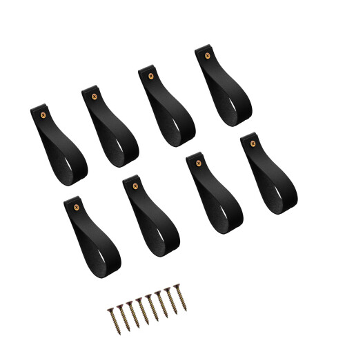 Support de tringle à rideau en cuir, supports de tringle à-Noir