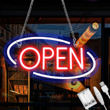 Open Neon Signs Battery Operated USB Powered Display Sign For Window And Store Red 16.5 x 8.4 In