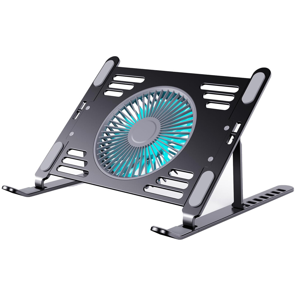 Aluminum Laptop Cooling Stand Cooling Pad Foldable Adjustable Height Usbpowered Notebook Risers Holder Black 9189345989520