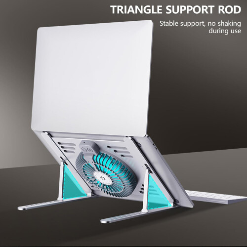 Aluminum Laptop Cooling Stand Cooling Pad Foldable Adjustable Height USBPowered Notebook Risers Holder Black 2