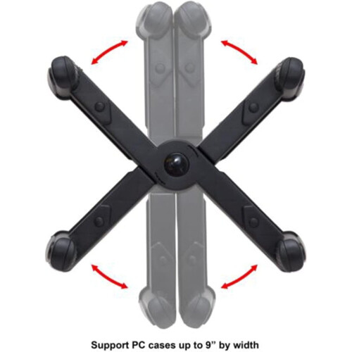 pc support stand PC Tower Stand 5 Caster Wheels, Adjustable Width, Mobile CPU Holder, Fits Most PC Cases, Gray Under Desk 1