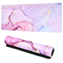 900 x 400 mm Gaming Mouse Mat, NonSlip Rubber Base, Stitched Edges (Pink)