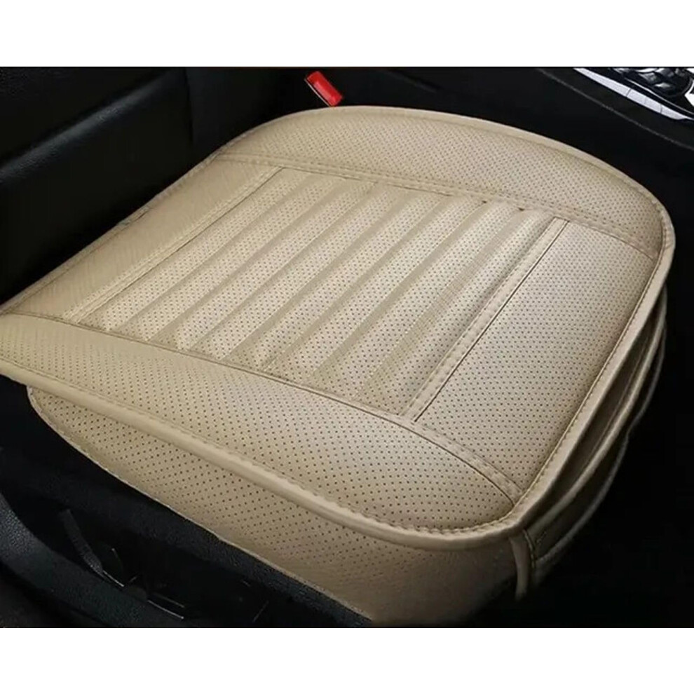 Universal Car Seat Cover Breathable Leather Front Seat Cushion 1 Pc Four Seasons Beige 9426802274981