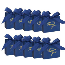 Boîte-cadeau personnalisable en feuille-Bleu foncé avec bleu