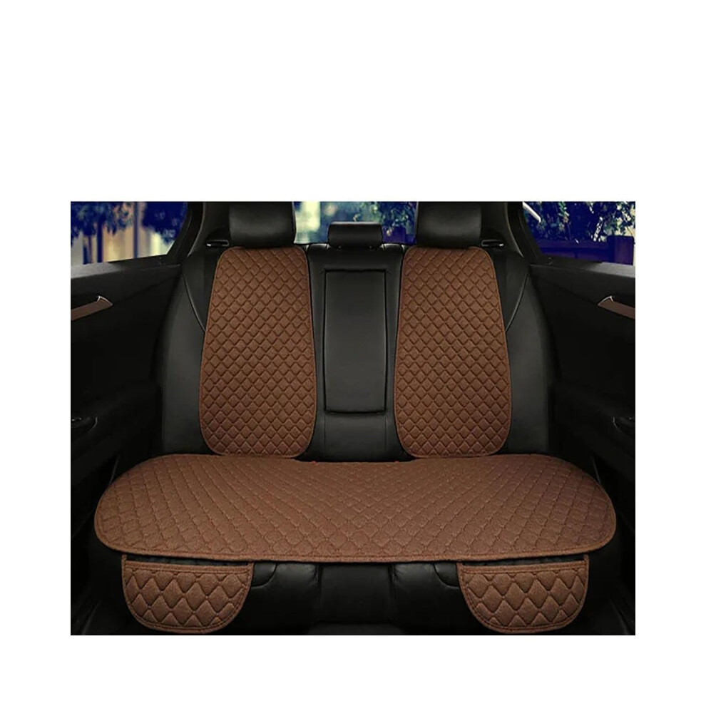 Car Seat Cushions Universal Flax Linen Front And Rear Backrest Cover Protector Coffee 9365049844321