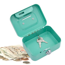 Lockable Cash Box Cash Box with Key Security Box Lockable Money Box For Kids and Adults 11.5 * 8.5 * 5.8cm Green
