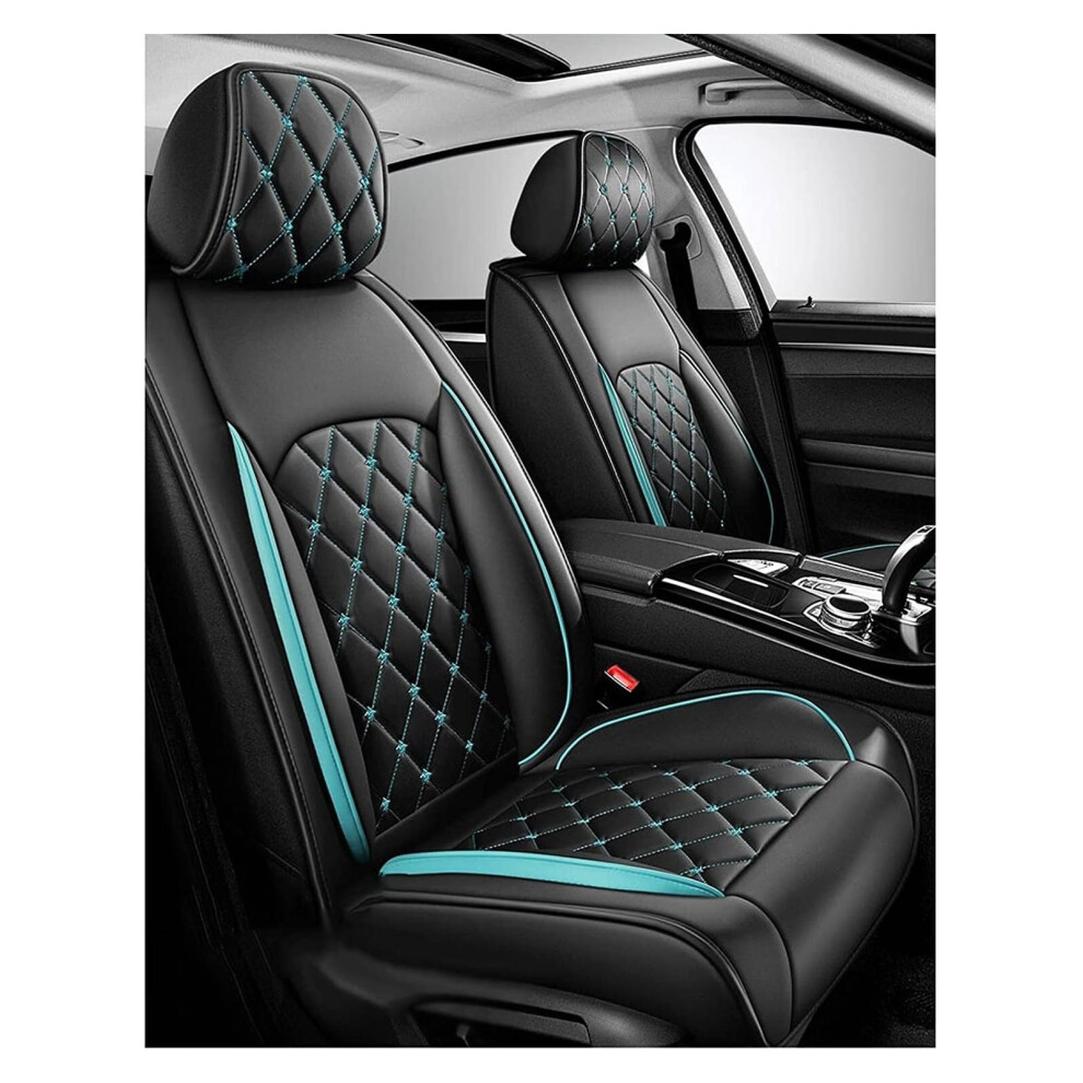 Car Seat Covers Full Set 5 Seat For Mg Zs Mg4 Mg5 Zs Ev Leather Front And Rear Seat Protectors Waterproof Blue/Green 9382693047366