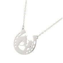 Horse Shoe Pendant Necklace Delicate Trendy Choker Silver