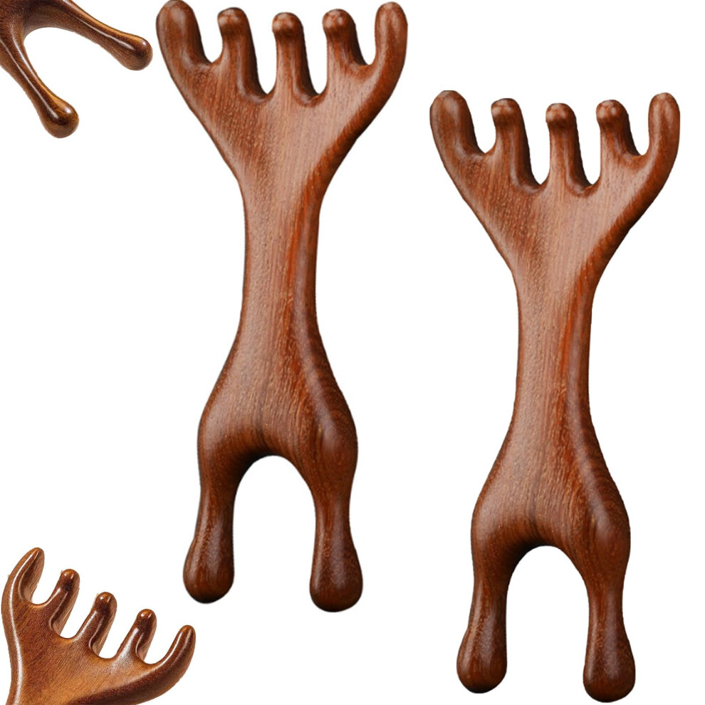 Golden Sandalwood Massage Comb for Scalp, Face, Neck  Shoulder Relief (Men  Women)