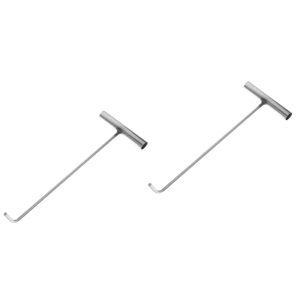 Manhole Cover Hook Stainless Steel Tshape Hook Lid Lifter Drain Hook 37.5X15x6.5 Cm 2Pack Silver 9189345990878