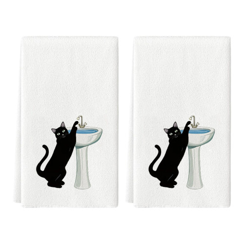 Funny Cats Motifs Dish Towel Cleaning Rag Quick Dry-Pattern 5