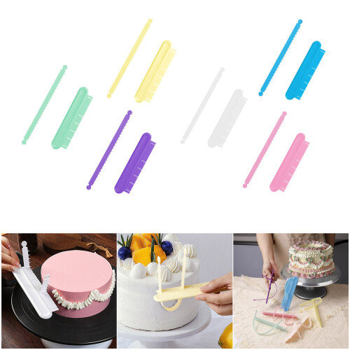 3Pcs Cake Arc Guide Tool Curved Ruler For-Purple yellow green 1
