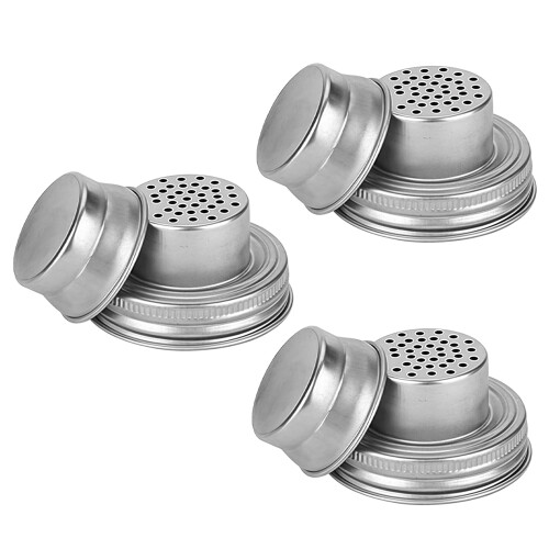 Set van 3 stalen Mason Jar Shaker-dekseldoppen