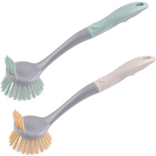 Dual-Sided Dish Brush, 2 Pack - Long Handle Scrubber With Strong Cleaning Power And Easy Grip