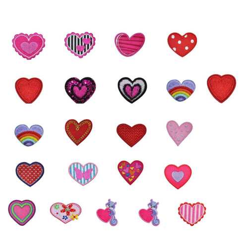 Cute Applique Sew, Solid Pink Heart Patch For Bags Jackets Jeans Custom Projects