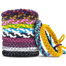 Adjustable Insect Repellent Wristband, No Damage Natural Oil Infused PU Leather Band, Hand-Woven Cotton and Linen Style Braid for Outdoor Enthusiasts