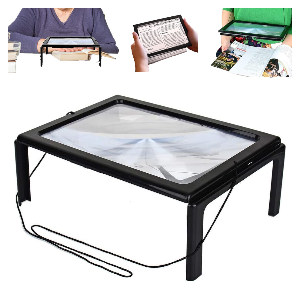 3X Reading Magnifier, Large Viewing Area With Full Page Magnifier, Ergonomic Handle Lightweight Design For Seniors Ideal Gift Magnifying Glass For