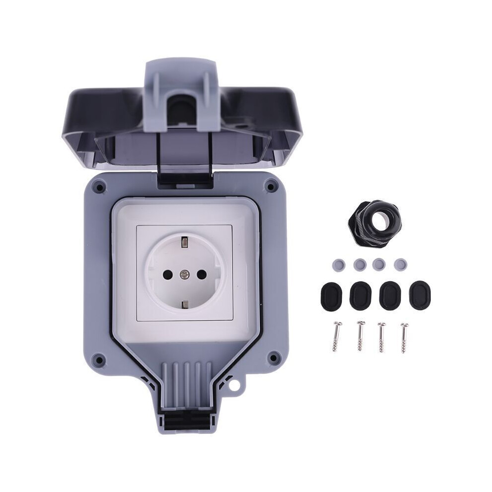 European Standard Power Outlet For Exterior Walls, Ip66 Waterproof And Dustproof Power Outlet Enclosure With Lockable Cover And Child Safety, Surface 9173940635654