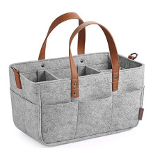 Baby Caddy Nappy Organiser Bag With Handles For Nursery Storage Changeable Compartments Home Car Travel Grey