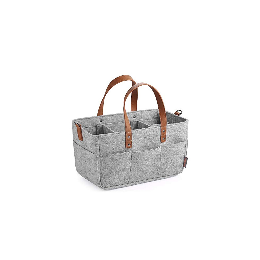 Baby Caddy Nappy Organiser Bag With Handles For Nursery Storage Changeable Compartments Home Car Travel Grey