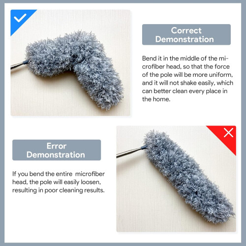 Washable and Reusable Extendable Pole Duster, Flexible Head Telescopic Microfiber Duster for High Ceilings, Durable Design Scratch-Resistant Aluminium 2