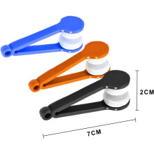Mini limpador de óculos portátil de microfibra, ferramenta de limpeza com escova macia para óculos de sol e de grau, limpador de óculos de