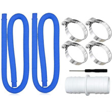 Pool Hose Set 32mm 2 Pack Blue Polyethylene Tubing With Metal Clips For Above Ground Pool Filtration System LeakProof