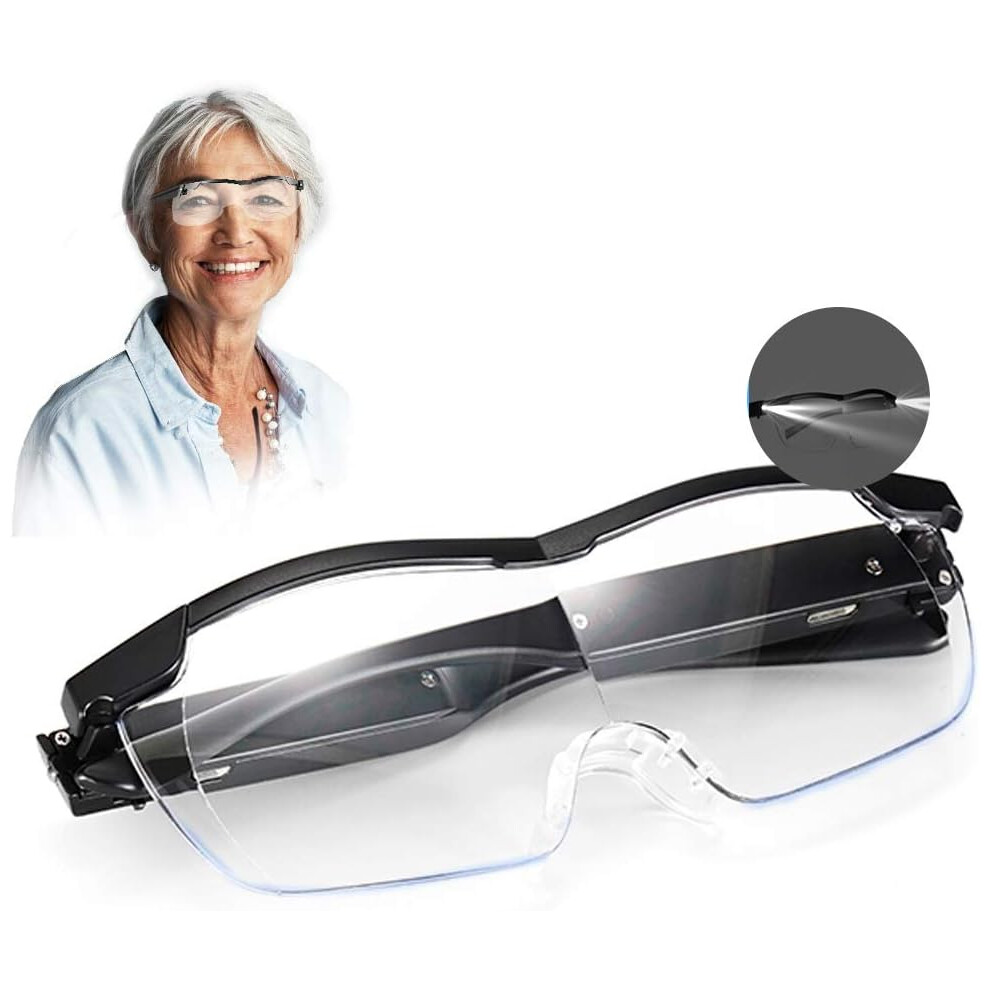 2.0x Magnification Magnifier Eyewear for Close Work, Rechargeable Led Lights with Lightweight And Portable Design, Built-In Illumination For Reading