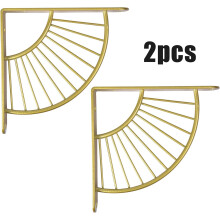 Rust-Proof Floating Shelves Brackets Wall Hanging Decoration Sector Bracket, Durable Metal Bracket with Gold Finish for DIY Wall Shelves, Supports