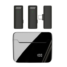 Microfone sem fio com qualidade de som Hi-Fi, compatível com iPhone, entrada Type-C, redução de ruído inteligente que garante áudio nítido, 2,4