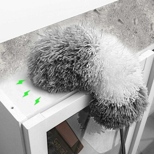 Microfiber Feather Duster with Telescoping Extension Pole, Bendable Flexible Cleaning Head for High Ceilings and Tight Spaces, Washable Duster for 2