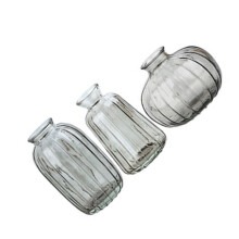 3 Piece Clear Ribbed Glass Vases For Natural Flower Bud-grey