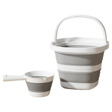 Portable Foldable Water Scoops And Bucket Set-White gray middle