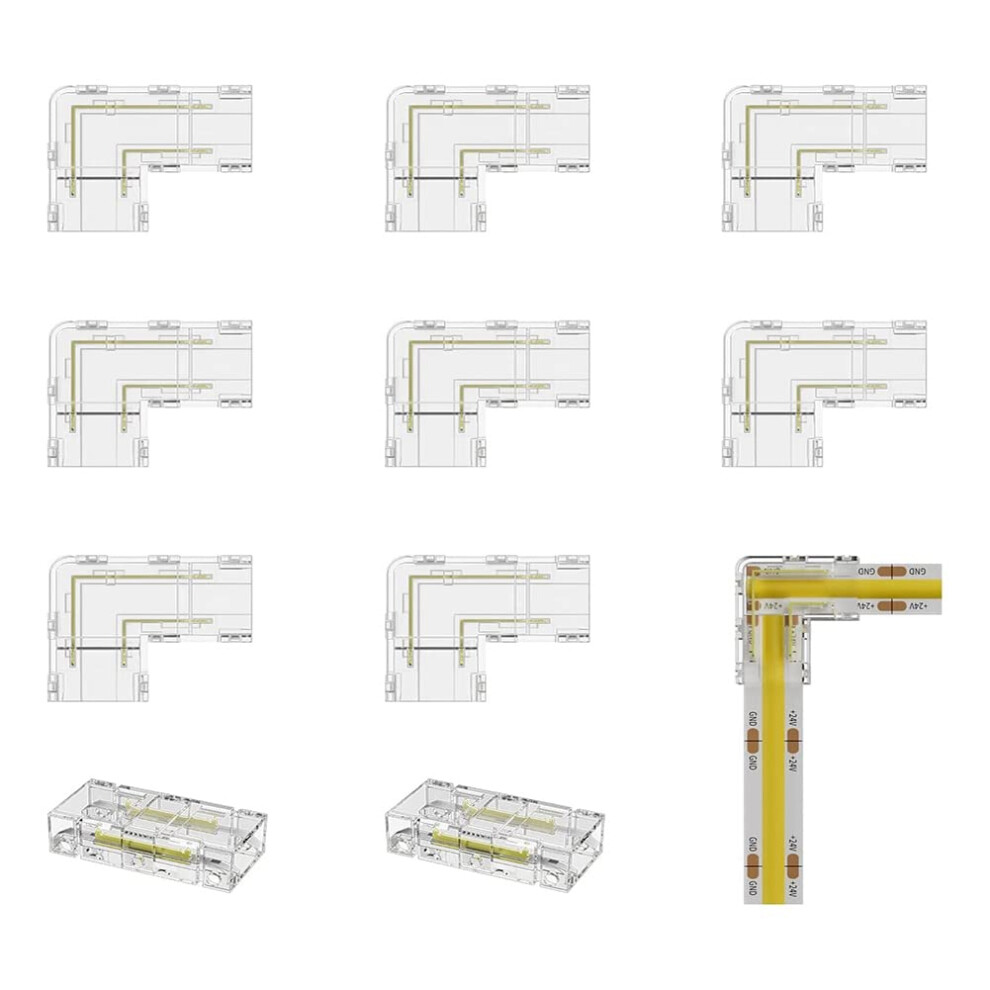 8Mm Cob Connector 8Pcs L Shape/Corner Connector 2 Gapless Connectors For Cob Lights Not For 10Mm Tape Lights 9412369019318