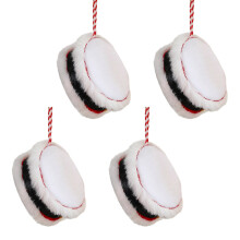 4PCS Christmas Drum Ornament Fabric Foam Tree Decorations-C