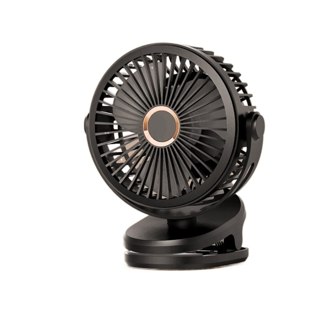 Mini 10000Mah Chargeable Clipped Fan 360 Degree Rotation 4Speed Usb Desktop Ventilator Silent Black 9412369073877