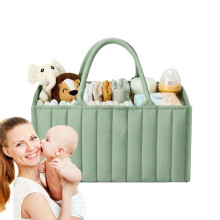 Diaper Caddy Felt Baby Organizer Portable Foldable With Secure Handle Waterproof Storage For Nursery Bedside Bathroom