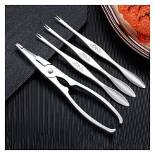 Stainless Steel Seafood Tool Set 4pcs with Crab Leg Crackers and Forks for Lobster and Crab Eating