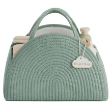 Baby Nappy Caddy Organiser Cotton Rope Large Shower Caddy For Newborn Boys And Girls Green