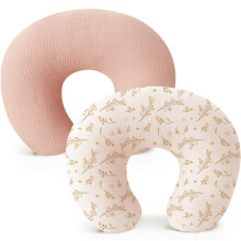 Muslin Nursing Pillow Covers 2Pack Soft Floral Pink Slipcovers for Breastfeeding Pillows Newborn Boys and Girls