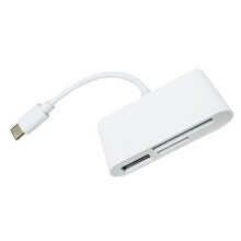 Lecteur de carte à 3 emplacements, adaptateur de clé USB C-Blanc