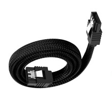 Fast Speed SATAIII 6Gbps Cable Nylons Braideds Locking-Black