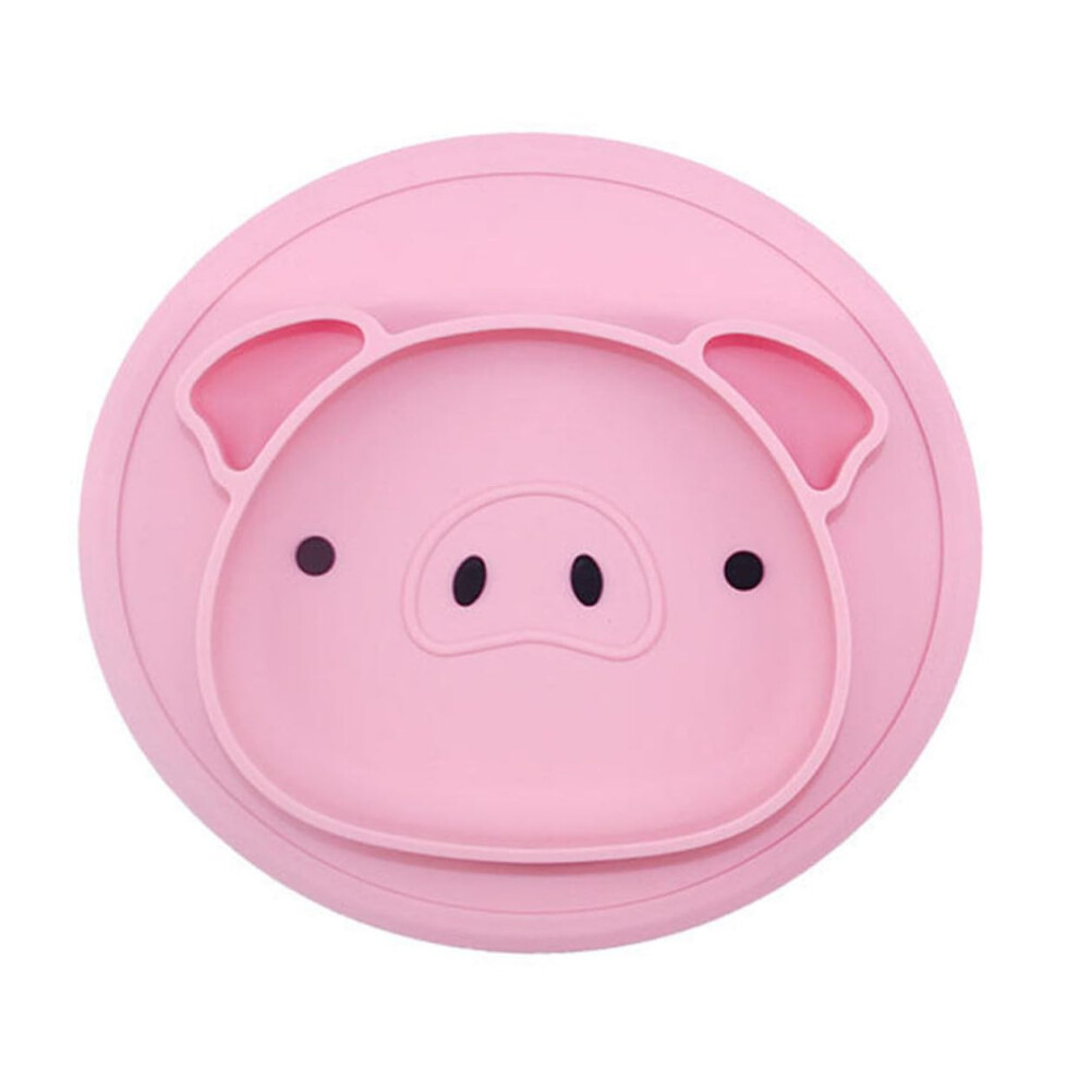 Pink Silicone Divided Plate Non Slip Base For Baby Weaning Tableware Snack Tray