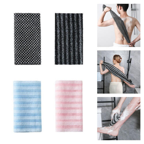 Soft Long Bath Scrub Towel for Sensitive Skin-Black grids 2