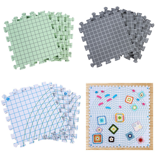 9Pcs Knitting Blocking Board 12x12Inch Gridded Knit-White 2