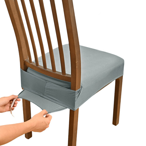 Stretchable Chair Seat Cover For Dining Room-Light Grey